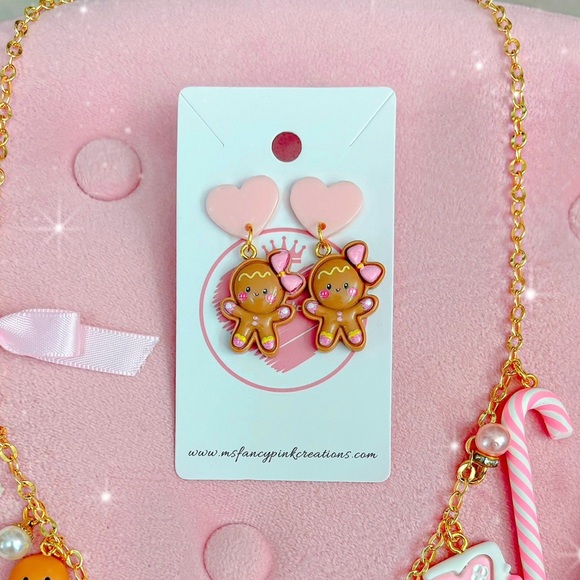 Gingerbread Girl Handmade Earrings - Picture 2 of 2